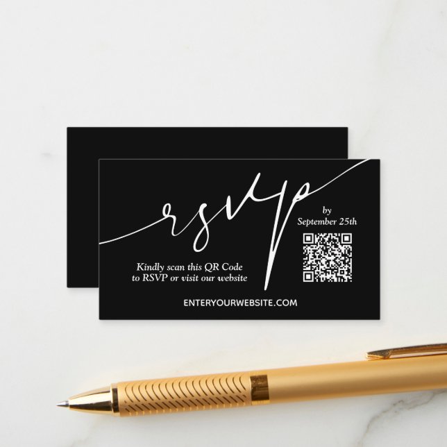 Modern QR Code Wedding Enclosure Card (Front/Back In Situ)