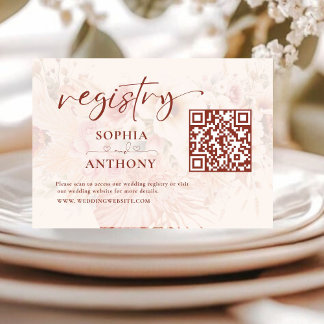 Modern QR Code Wedding Registry Card Minimalist