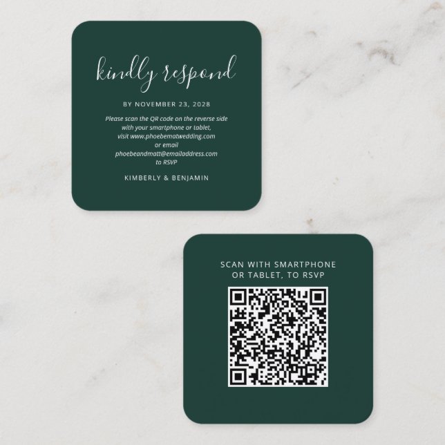 Modern QR Code Wedding Response RSVP Card (Front/Back)