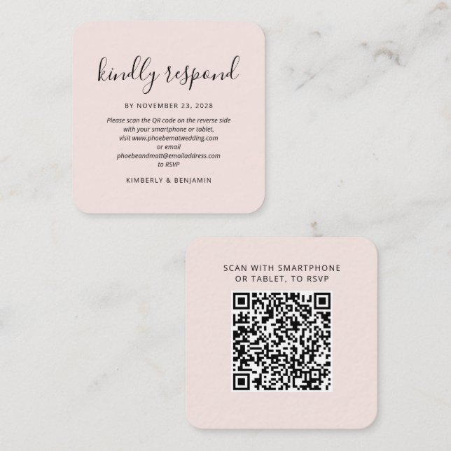 Modern QR Code Wedding RSVP Card (Front/Back)