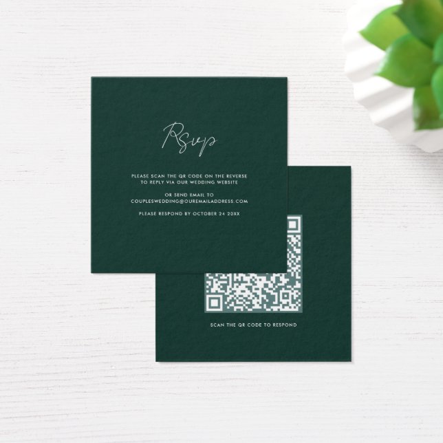 Modern QR Code Wedding RSVP Enclosure Card (Desk)