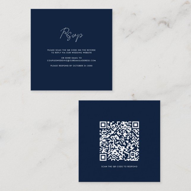 Modern QR Code Wedding RSVP Enclosure Card (Front/Back)