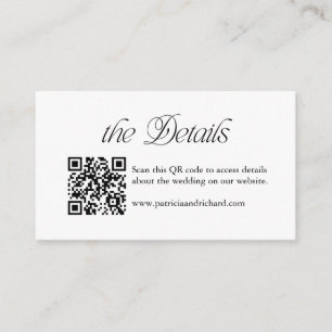 Modern QR Code Wedding Website Card