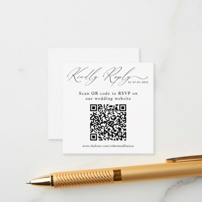 Modern QR Code Wedding Website RSVP Card (Front/Back In Situ)