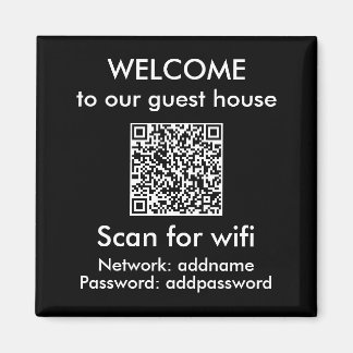 Modern QR Code Wifi Sign Airbnb Rental Home Magnet