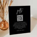 Modern QR Gift Registry Honeymoon Fund Wedding Pedestal Sign<br><div class="desc">Modern Black Gift Registry Honeymoon Fund Wedding Cards for your wedding!</div>