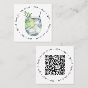 Modern QR Gin Tonic Business Event Drink Voucher Square Business Card