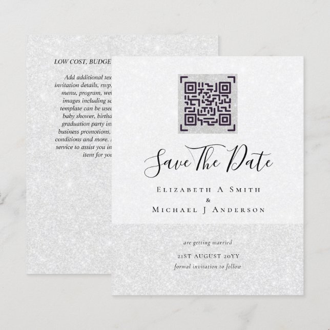 Modern QR Scanning Code Wedding Save Date Invites (Front/Back)