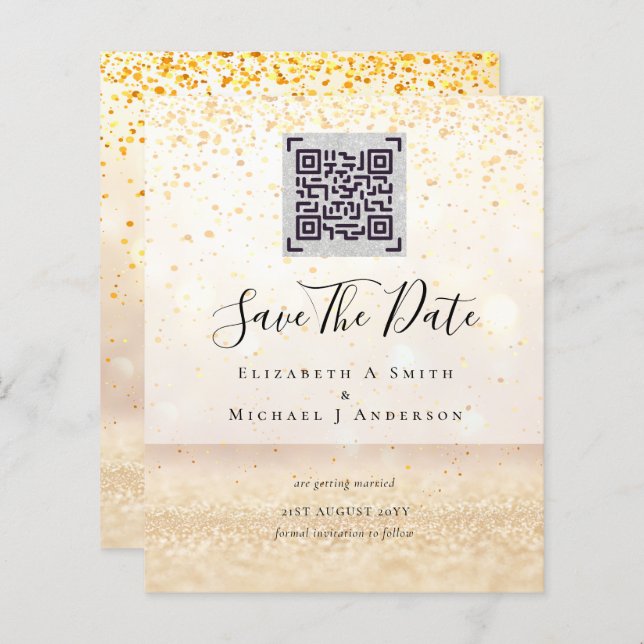 Modern QR Scanning Code Wedding Save Date Invites (Front/Back)