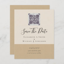 Modern QR Scanning Code Wedding Save Date Invites