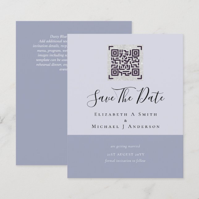Modern QR Scanning Code Wedding Save Date Invites (Front/Back)
