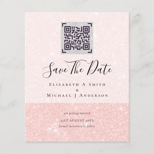 Modern QR Scanning Code Wedding Save Date Invites Flyer (Front)