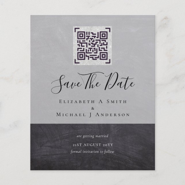 Modern QR Scanning Code Wedding Save Date Invites Flyer (Front)