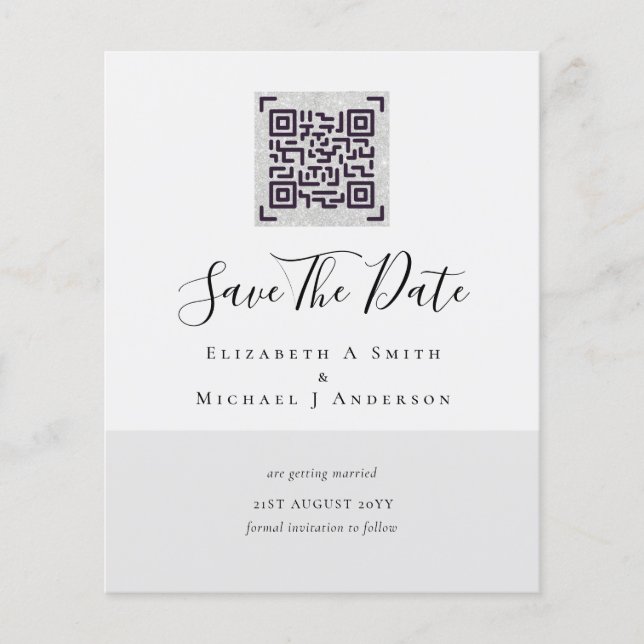 Modern QR Scanning Code Wedding Save Date Invites Flyer (Front)