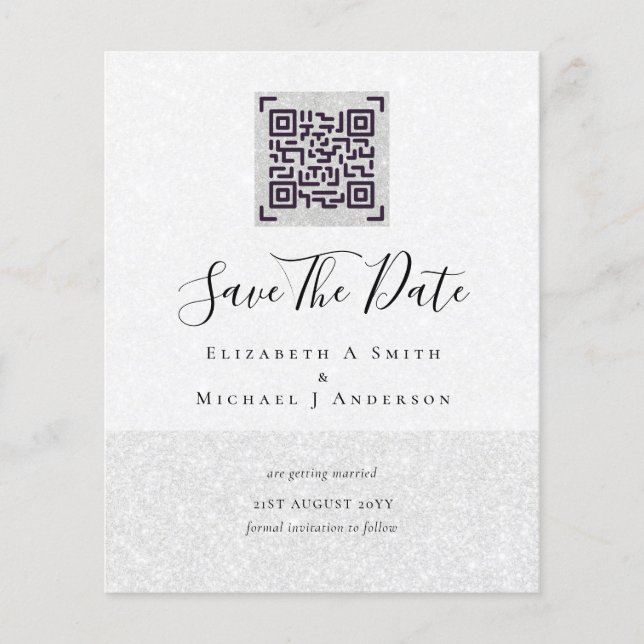 Modern QR Scanning Code Wedding Save Date Invites Flyer (Front)