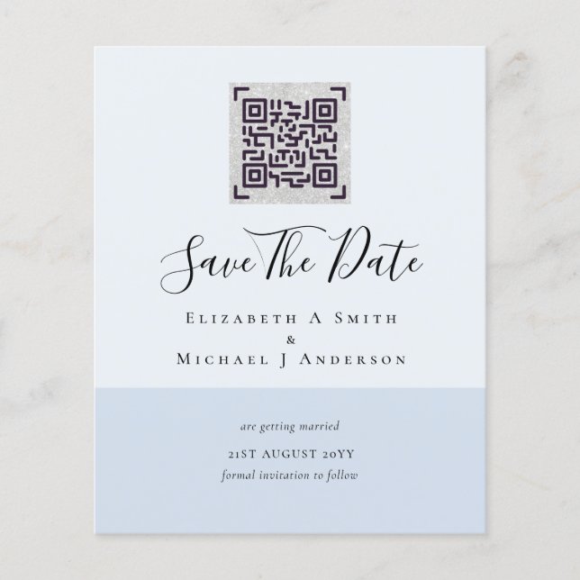 Modern QR Scanning Code Wedding Save Date Invites Flyer (Front)