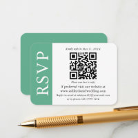 Modern QR Wedding RSVP Mint Green and White