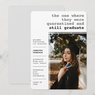 Modern Quarantined Covid Grey Photo Graduation Announcement