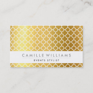 MODERN QUATREFOIL MOROCCAN pattern gold foil Business Card