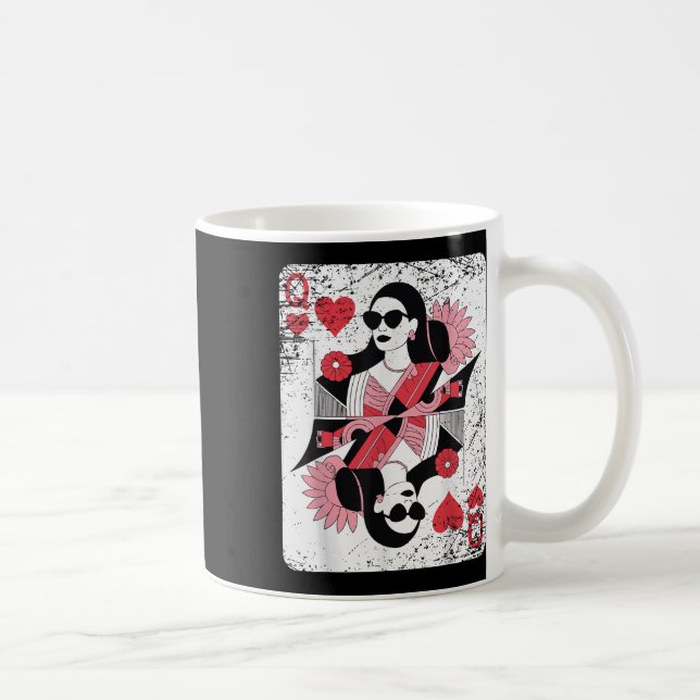 Modern Queen Of Hearts Playing Card  Coffee Mug (Right)