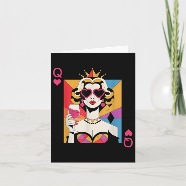 Modern Queen Of Hearts Valentines Day  Card (Front)