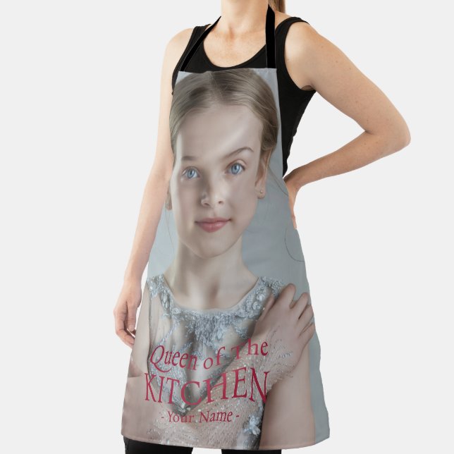 Modern Queen of the Kitchen Photo Name Apron (Insitu)