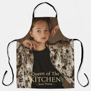 Modern Queen of the Kitchen Photo Name Apron
