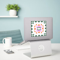 Modern Quilt Block Green and Purple Geometric Art