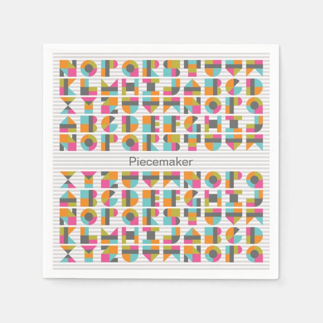 Modern Quilt Block Letters Napkins (Front)