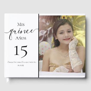Modern Quinceanera 15th Birthday Elegant Photo Guest Book