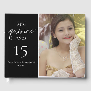 Modern Quinceanera 15th Birthday Elegant Photo Guest Book