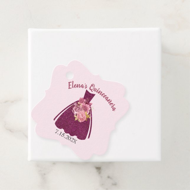 Modern Quinceañera Glitter Gown  Favour Tags (In Situ)