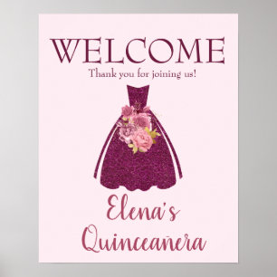 Modern Quinceañera Glitter Gown Welcome   Poster