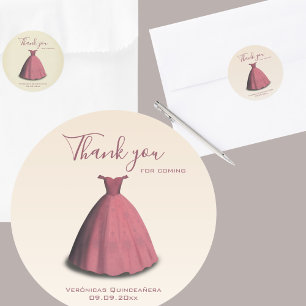 Modern Quinceañera mis quince thank you Classic Round Sticker
