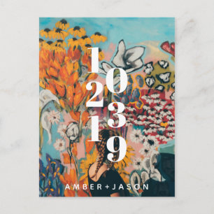 modern quirky floral Save the Date Announcement Postcard