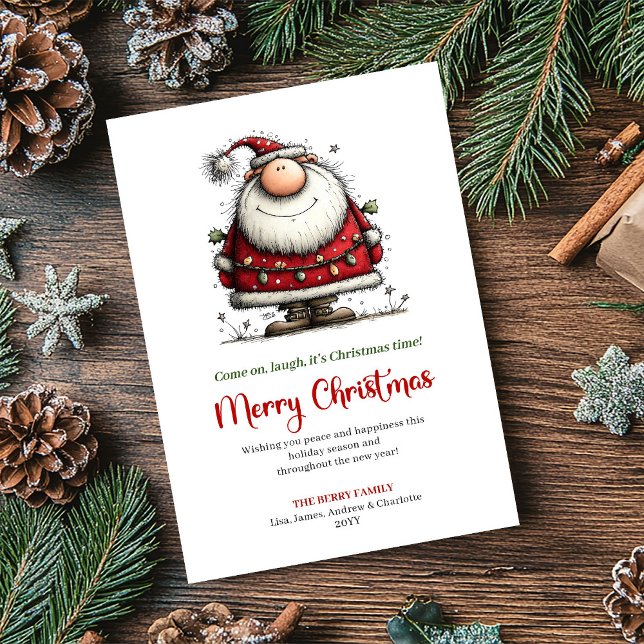 Modern Quirky Santa Festive Christmas Greeting Holiday Card (Modern Quirky Santa Festive Christmas Greeting)
