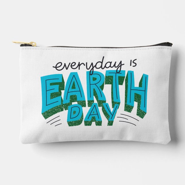 Modern Quote "Everyday is Earth Day" Accessory Pouch (Front)