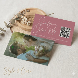Modern R Gold Wedding RSVP Card – QR Code & Photo