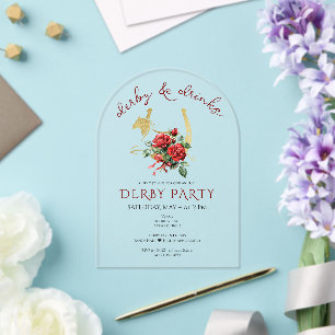 Modern Race Horse Derby & Drinks Party Equestrian Acrylic Invitations