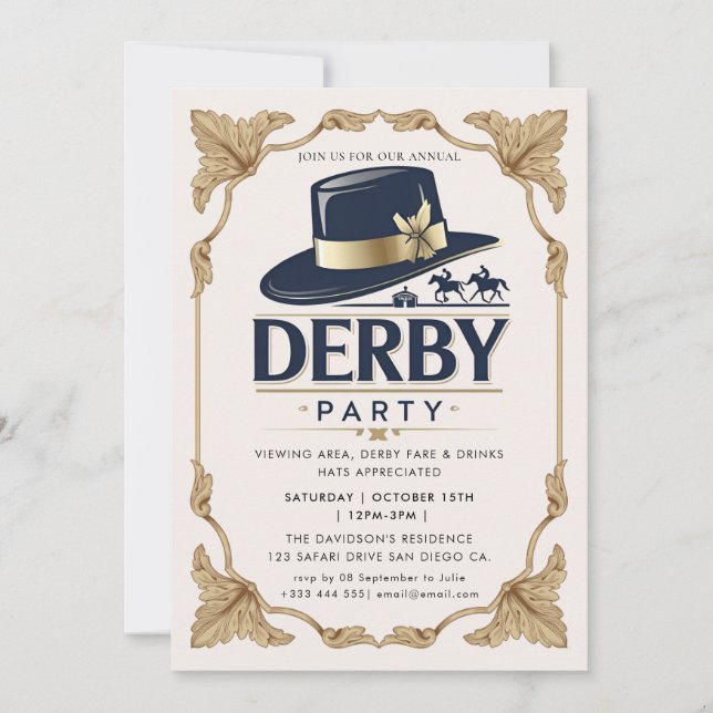 Modern Race Horse Derby Party Equestrian Invitatio Invitation (Front)