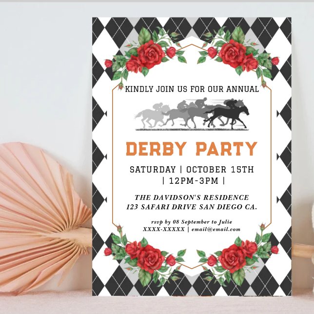Modern Race Horse Derby Party Equestrian Invitatio Invitation (Creator Uploaded)
