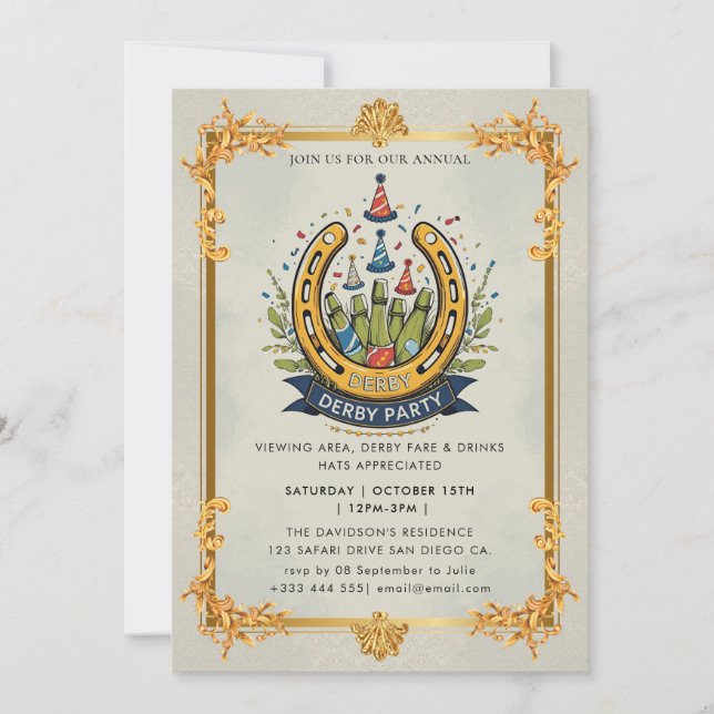Modern Race Horse Derby Party Equestrian Invitatio Invitation (Front)