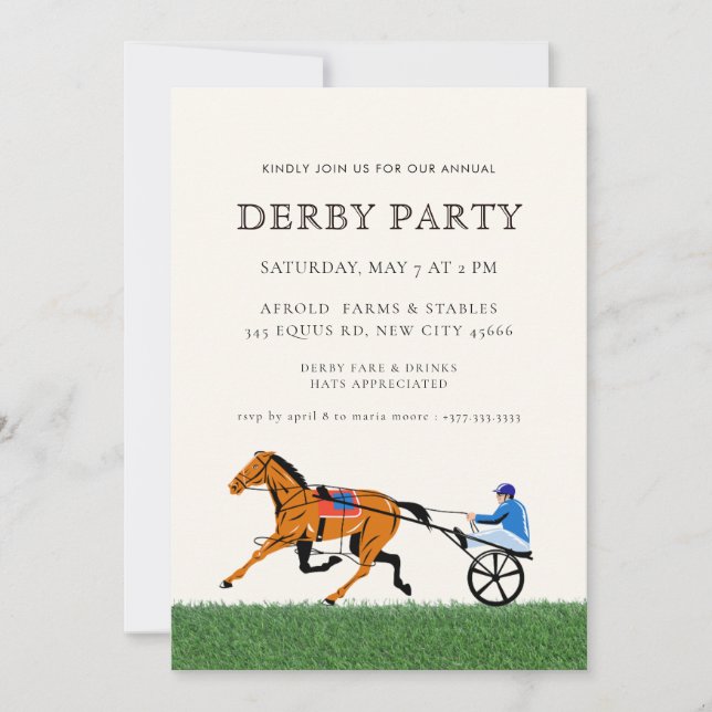 Modern Race Horse Derby Party Equestrian  Invitation (Front)