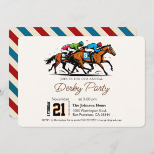 Modern Race Horse Derby Party Equestrian  Invitation