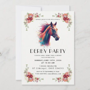 Modern Race Horse Derby Party Equestrian Invitation