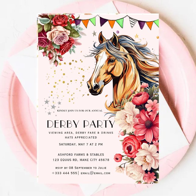 Modern Race Horse Derby Party Equestrian Invitation (Creator Uploaded)