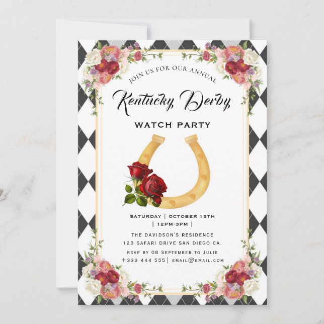Modern Race Horse Derby Party Equestrian Invitation (Front)