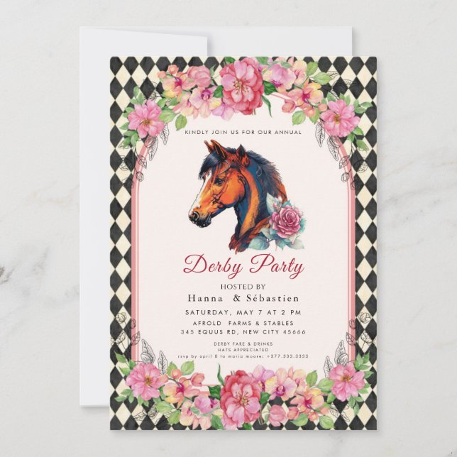 Modern Race Horse Derby Party Equestrian  Invitation (Front)