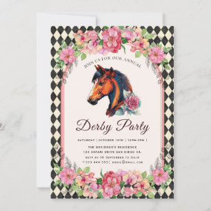 Modern Race Horse Derby Party Equestrian Invitation