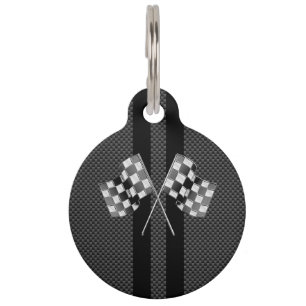 Modern Racing Flags Stripes in Carbon Fibre Style Pet Tag